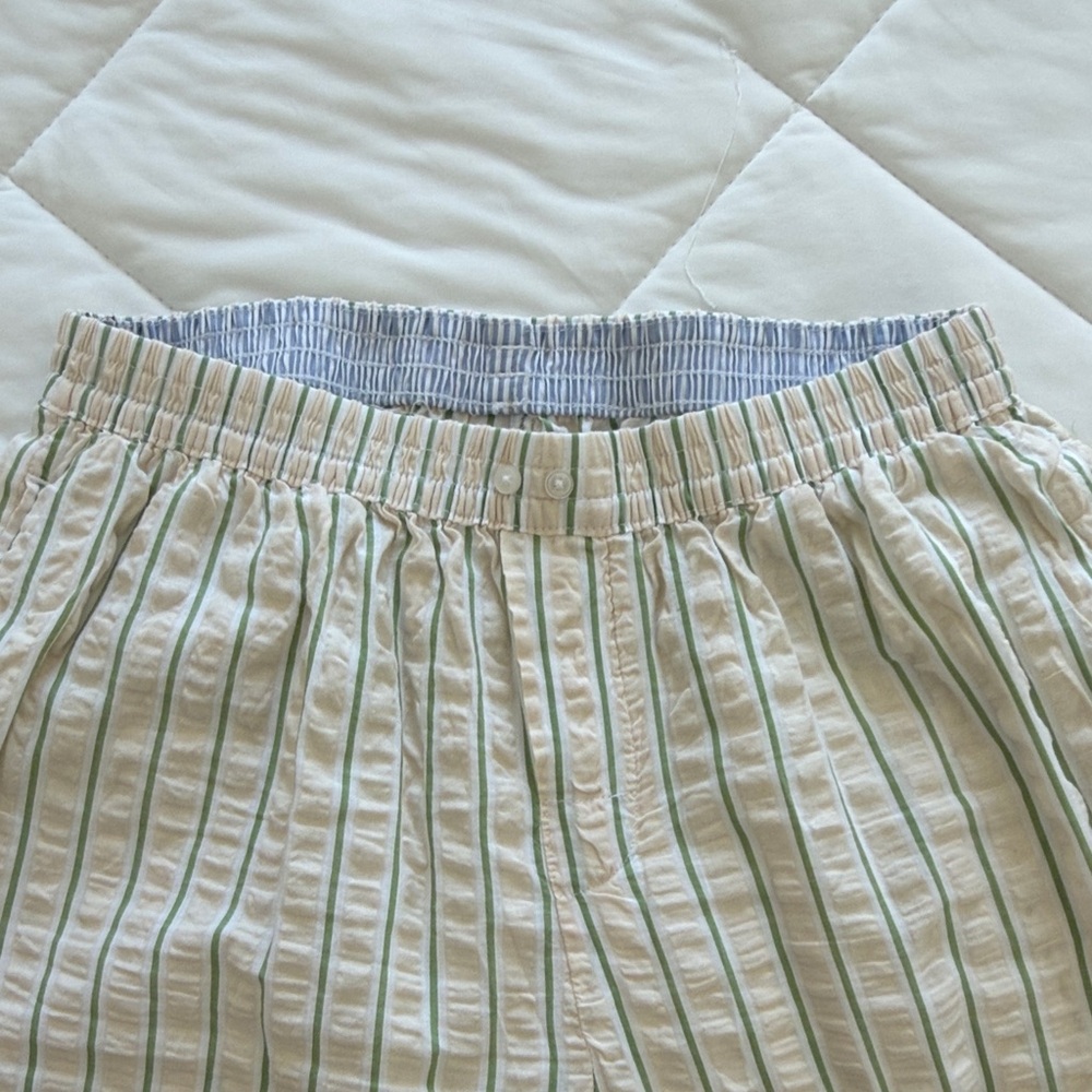 Aerie Cream Striped Wide-Leg Pants